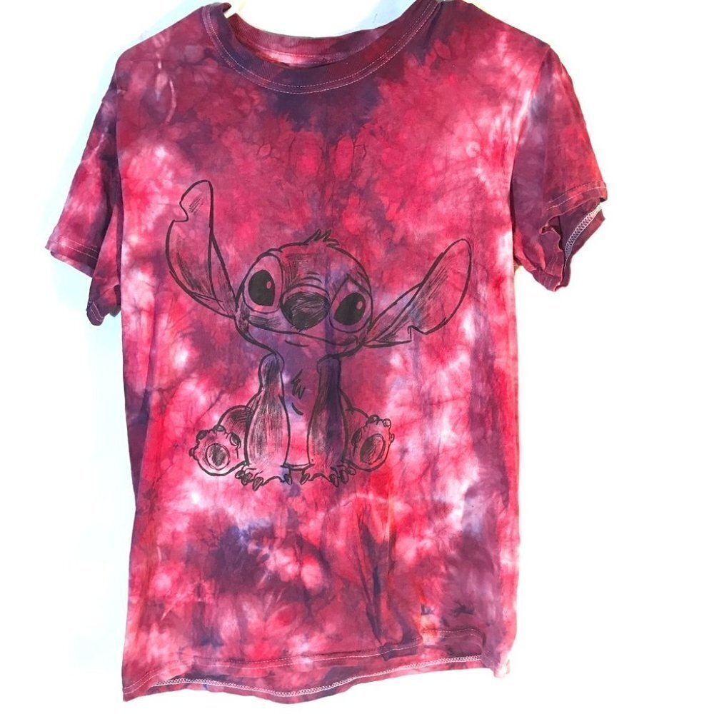 Disney Lilo and Stitch Tee Shirt Size Small Pink Tie dye Cotton